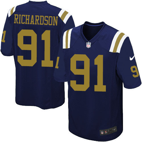 Men's Limited Sheldon Richardson Nike Jersey Navy Blue Alternate - #91 NFL New York Jets